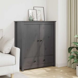 vidaXL Vidaxl - Aparador Alto De Madera Maciza De Pino Gris 83x41,5x100 Cm