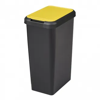 Tontarelli Papelera Touch&lift 45 Litros Color Negro Con Tapa Amarilla