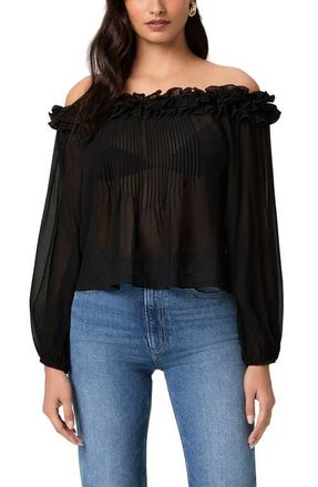 Paige Casey Off the Shoulder Silk Top in Black at Nordstrom, Size Xx-Small