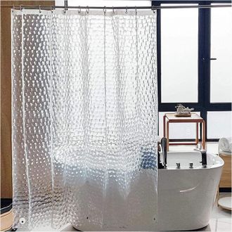 OEM Cortina De Ducha Transparente, 180 X 180 Cm, Cortina De Ducha 3d De Peva, Resistente Al Moho, Antibacteriana, Impermeable, Lavable, Con Anillas Y Ganc