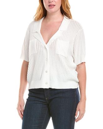 Tahari by ASL Tahari Asl Plus Pointelle Stripe Knit Shirt