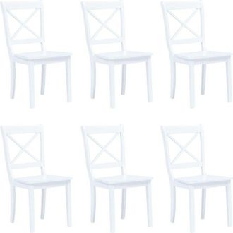 vidaXL Vidaxl - Sillas De Comedor 6 Unidades Madera Maciza De Caucho Blanco