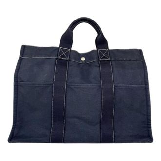 Herm&egrave;s Pre-owned Tote Bags, female, Blue, Size: ONE SIZE Pre-owned Canvas Tote Bag