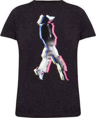 Emporio Armani Katoenen T-shirt met korte mouwen en multicolor print - Dames - T-shirts - Zwart - S - Katoen - Tops