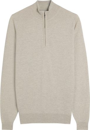 John Smedley Tapton Half-zip Merino Wool Jumper - Beige - XL