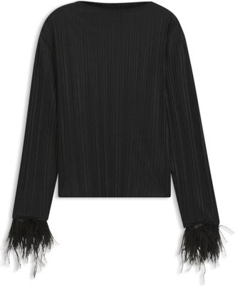 BOSS Slim-fit mock-neck top with feather details