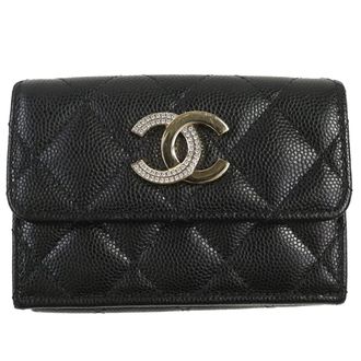Chanel Matelasse Black Grained Calfskin Wallet (Tri-Fold) (Pre-Owned)