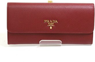Prada Bordeaux Saffiano Long Wallet (Bi-Fold) (Pre-Owned)