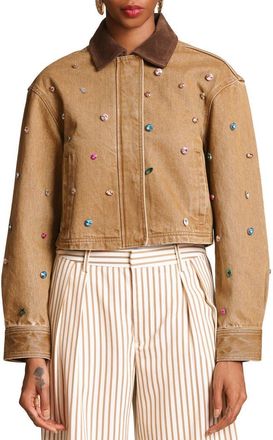 Avec Les Filles Embellished Cropped Barn Jacket in Camel at Nordstrom, Size X-Small