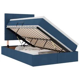 vidaXL Letto Con Contenitore E Materasso Blu 120 X 190 Cm Tessuto Vidaxl