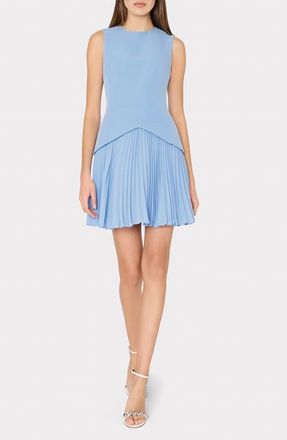 Milly Haddy Pleated Sleeveless Minidress in Blue at Nordstrom, Size 12