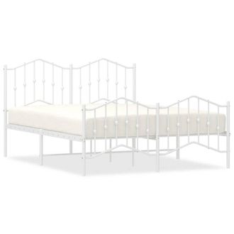 Berkfield Home Metal Bed Frame with Headboard & Footboard White 135x190 cm Double