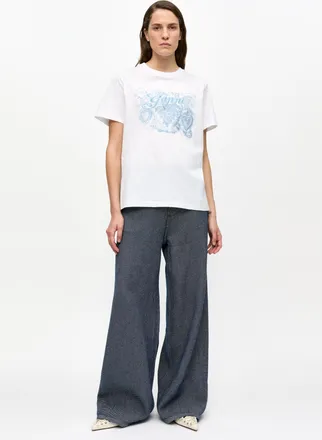 Ganni Navy Blue Twill Marri Jeans - Size 25 Organic Cotton