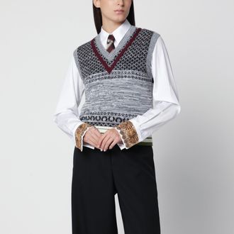 Dries Van Noten Top aderente ecru in cashmere e lana