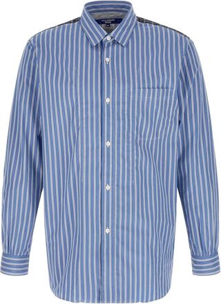 Junya Watanabe Overhemd van katoenpoplin met patroon - Heren - Casual Overhemden - Blauw - L - Katoen - Overhemden