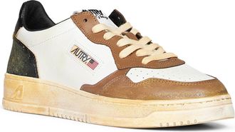 Autry Mens Sneakers Medalist Low Super Vintage White Leather Multicolour Calf Trainers