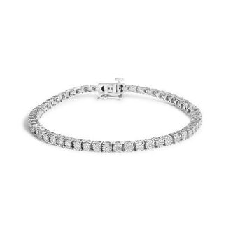 House of Brilliance Silver 2.0 Cttw Lab Grown Diamond Illusion-Set Miracle Plate Tennis Bracelet in White at Nordstrom