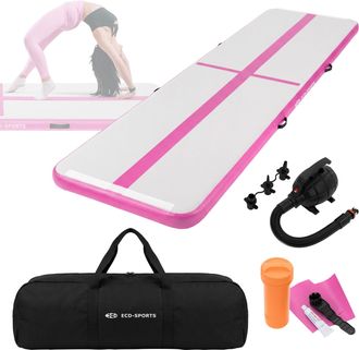 ECD Germany Ecd Germany Colchoneta De Gimnasia Art&iacute;stica Airtack 4 M, Rosa, Esterilla Inflable Para Tumbling, 10 Cm De Grosor, Colch&oacute;n De Yoga/pilates Con Bomba D