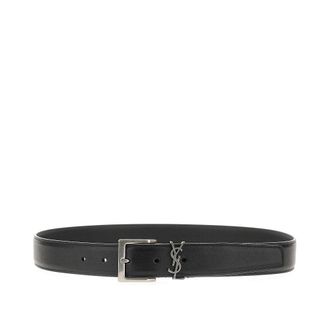 Saint Laurent Leather belt with Cassandre logo Man 85