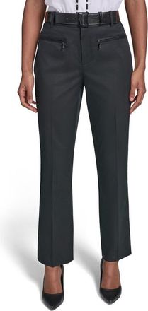 Karl Lagerfeld Mid Rise Belt Pants in Black at Nordstrom, Size 16