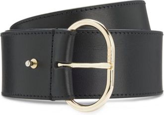 BOSS Leather belt with gold-tone buckle