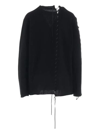 Yohji Yamamoto Top girocollo in lana - Nero