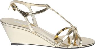 Prada Metallic Leather Sandalen - Dames - Sleehakken - Geel - 39 EU - Leer - Schoenen
