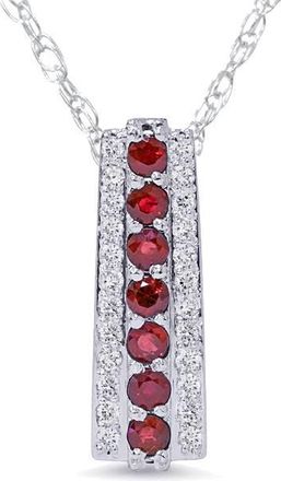 Pompeii3 1 1/2ct Ruby & Diamond Pendant 14 Karat White Gold 1 Tall
