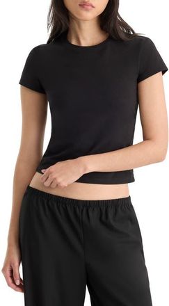 Good American The Cap Sleeve Tee in Black001 at Nordstrom, Size X-Large