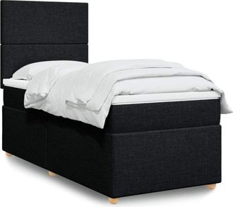vidaXL Cama Box Spring Con Colch&oacute;n Tela Negro 100x200 Cm Vidaxl