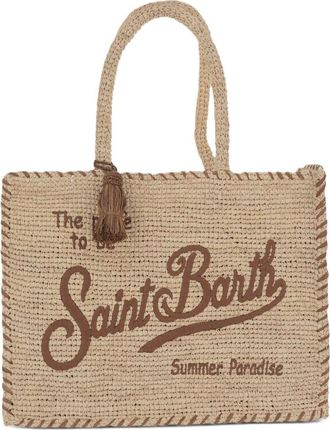 MC2 Saint Barth Rectangular Woven Tote Bag with Decorative Tassel