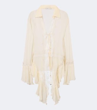 Blumarine Asymmetric lace-trimmed blouse