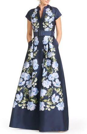 Sachin & Babi Marta Placed Floral Mikado Gown in Floral Fresco at Nordstrom, Size 10