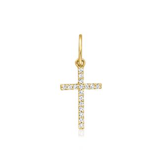 RS Pure by Ross-Simons Diamond Cross Charm in 14kt Yellow Gold