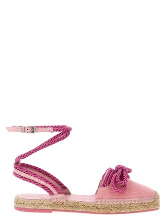 Mach & Mach Double Bow Pink Riviera Flat Shoes Pink