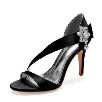 Generic Wedding High Stiletto Heels Heeled Womens Sandals Bridal Sexy Open Toe Heels Daily Party Dress 10.5Cm,Black,5 UK