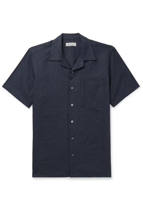 Canali Camp-Collar Linen-Seersucker Shirt