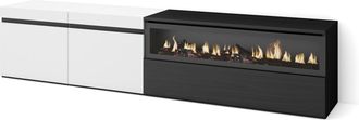 Skraut Home Skraut Home - Mueble Tv, Televisi&oacute;n, Muebles De Sal&oacute;n, Almacenaje, 200x45x35cm, Para Tv Hasta 80, Chimenea El&eacute;ctrica, Estilo Moderno, Blanco Y Negro