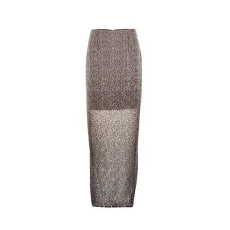 Rotate ROTATE Birger Christensen, Maxi Skirts, female, Gray, 3XS, Maxi Beaded Skirt