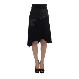 Exte Chic Black-Blue Cotton Blend Skirt