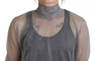 Dolce & Gabbana Gray See Through Turtleneck Pullover Womens Sweater (Pre-Owned)