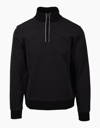 HUGO BOSS Mens BOSS BLACK SIDNEY 80 HALF ZIP SWEATSHIRT BLACK - Size: 38