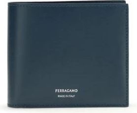 Ferragamo Calf Leather Bos Taurus Portemonnee - Heren - Portefeuilles - Blauw - ONE Size - Leer - Accessoires