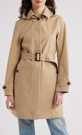 Save The Duck Jackie Water Resistant Raincoat with Removable Hood in Stardust Beige at Nordstrom, Size 2