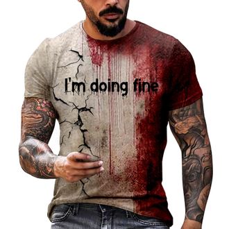 Generic Men Halloween Problem Solved T Shirt Im Fine Bloody Tshirt Short Sleeve Horror Costume Stain Hand Blood Splash T-Shirts Halloween Festival Classic Wea