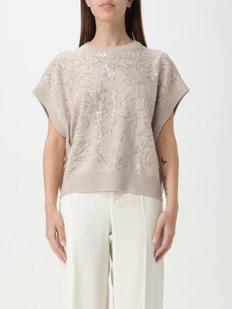 Brunello Cucinelli Beige Wool Silk Sweater, Size X-Small