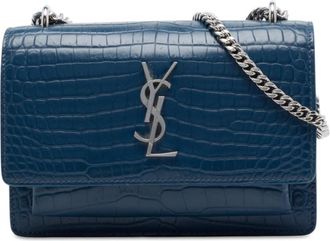 Saint Laurent Pre-owned Saint Laurent Mini Croc Embossed Leather Monogram Sunset Wallet on Chain Ladies 0QOY63TU89J32LD3