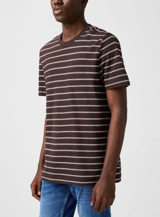 BOSS Mens Cotton linen striped T-shirt