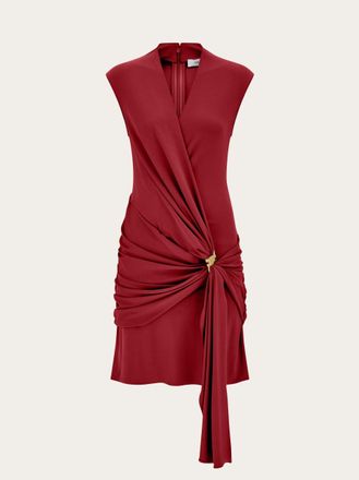 Ferragamo Women Viscose mini dress with gathered waist Red