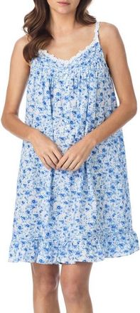 Eileen West Floral Sleeveless Cotton Chemise in Pink/Lilac at Nordstrom, Size X-Large